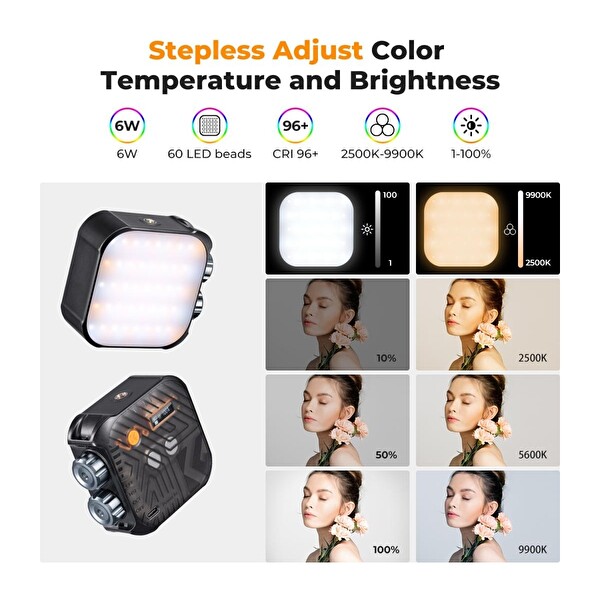 K&F Concept Pocket-Size RGB LED Video Light Mini Rgb Video Işığı