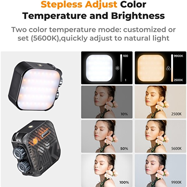 K&F Concept Bi-Color Pocket-Size LED Video Light Black Mini Bi-Color Video Işığı