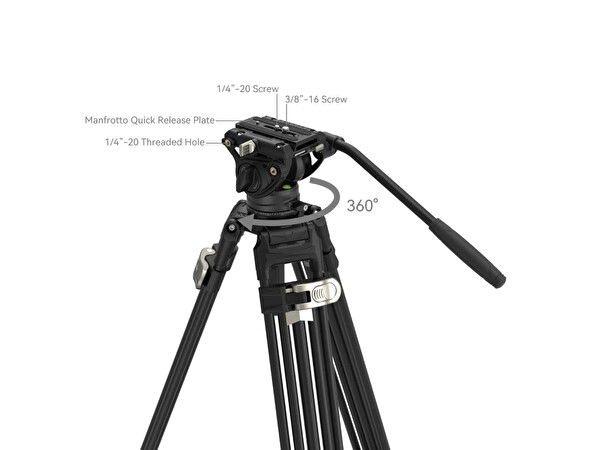 SmallRig 4163 AD-80 FreeBlazer 8 KG Taşıma Kapasiteli Alüminyum Video Tripodu 191 CM Maksimum Uzunluk