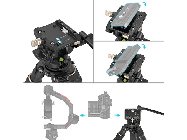 SmallRig 4643 CT195 FreeBlazer 5 KG Taşıma Kapasiteli Karbon Fiber Video Tripodu 150 CM Maksimum Uzunluk
