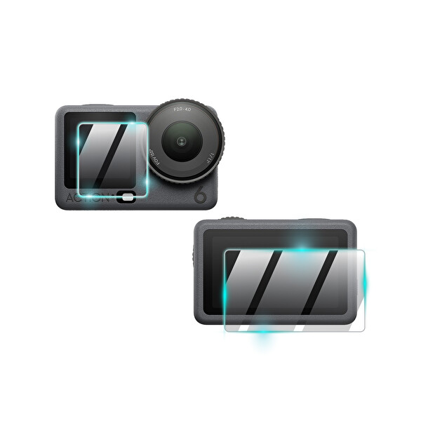 IPG DJI Osmo Action 6 Kamera için 9H Nano ProActive 2 Adet Büyük 1 Küçük Ekran Koruyucu