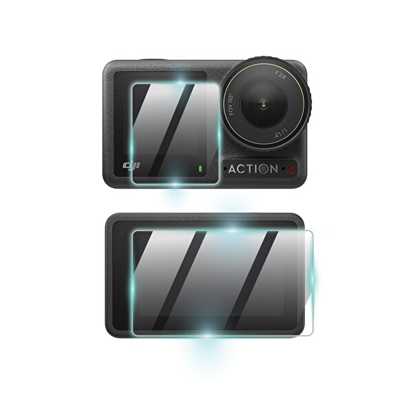IPG DJI Osmo Action 4 Kamera için 9H Nano ProActive 2 Adet Büyük 1 Küçük Ekran Koruyucu