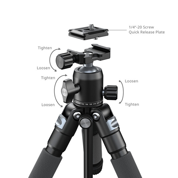 SmallRig 5470 VT-20 Pro 3 KG Taşıma Kapasiteli 53.8 CM Maksimum Yükseklik Masaüstü Tripodu