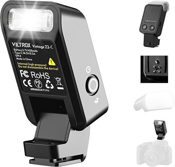 Viltrox Vintage Z2 Mini TTL Tepe Flaşı Canon Uyumlu HSS Destekli Kompakt Retro Speedlite