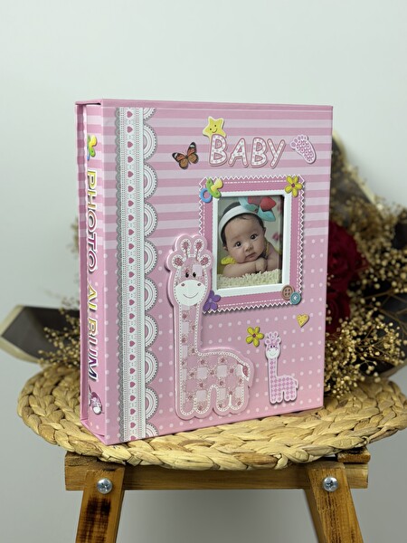Rabsev RS031 Kutulu Bebek Fotoğraf Albümü 10x15 cm 200 Fotoğraf Kapasiteli Lüks Anı Albümü Pembe