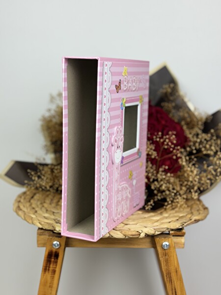 Rabsev RS031 Kutulu Bebek Fotoğraf Albümü 10x15 cm 200 Fotoğraf Kapasiteli Lüks Anı Albümü Pembe