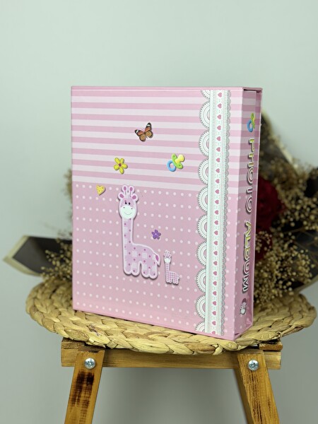 Rabsev RS031 Kutulu Bebek Fotoğraf Albümü 10x15 cm 200 Fotoğraf Kapasiteli Lüks Anı Albümü Pembe