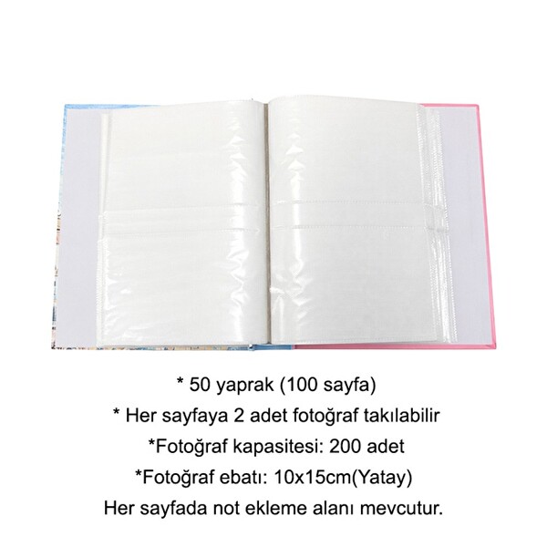 Rabsev 10x15 CM 200 Fotoğraf Kapasiteli Kutulu Desenli Lüks Ofset Fotoğraf Albümü Bordo
