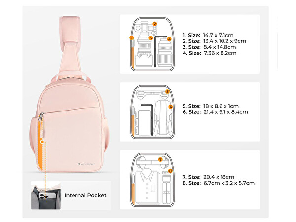 K&F Concept Şehir Gezisi 5 L Pembe Omuz Çantası KF13.171V4