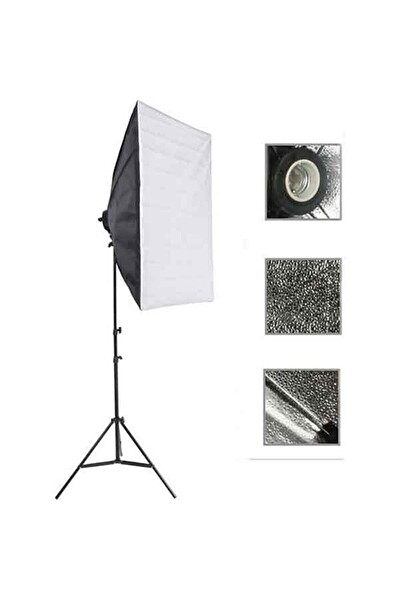 Rabsev Softbox Aydınlatma Seti 50x70 CM 2 Metre Işık Ayağı - Fotoğraf Video YouTube Canlı Yayın