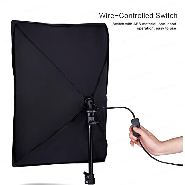 Rabsev Softbox Aydınlatma Seti 50x70 CM 2 Metre Işık Ayağı - Fotoğraf Video YouTube Canlı Yayın