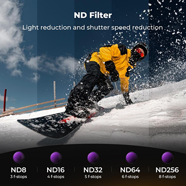 K&F Concept DJI Action 6 uyumlu Filtre Seti CPL ND8 ND16 ND32 ND64 ND256 Vidalı