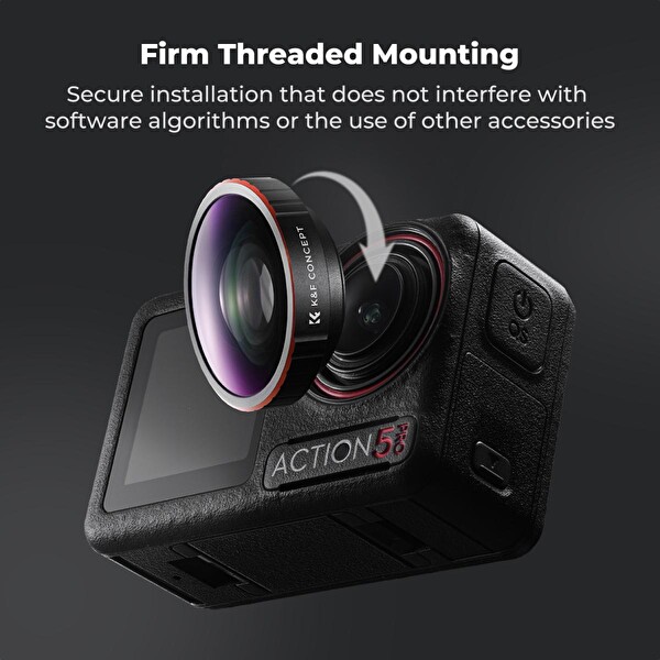 K&F Concept Osmo Action 4 -5 Pro Uyumlu Geniş Açı Lens