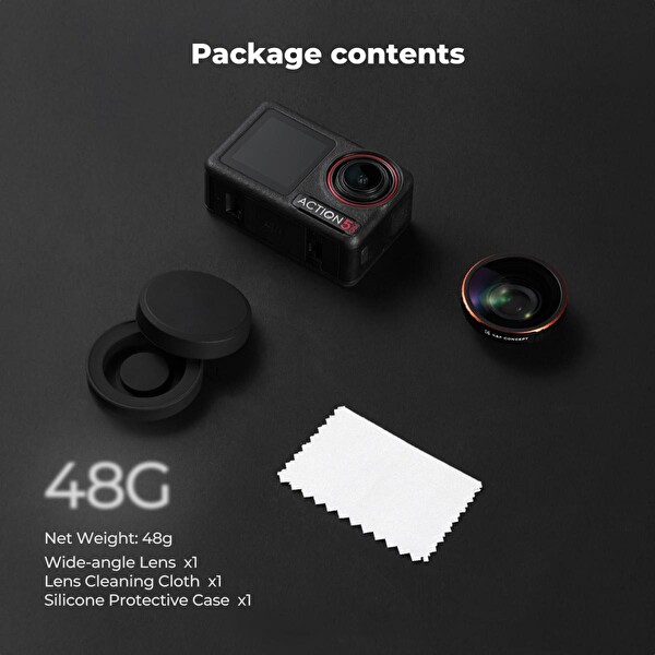 K&F Concept Osmo Action 4 -5 Pro Uyumlu Geniş Açı Lens