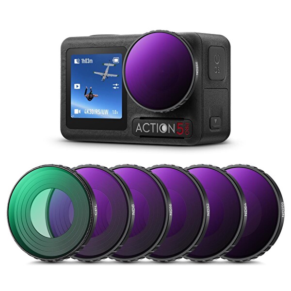 K&F Concept DJI Osmo Action 4-5 Pro uyumlu Lens Filtresi CPL-ND8-ND16-ND32-ND64-ND256