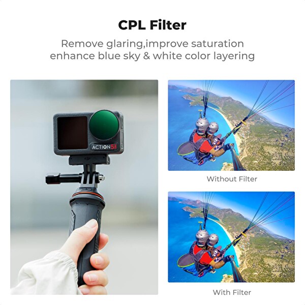 K&F Concept DJI Osmo Action 4-5 Pro uyumlu Lens Filtresi CPL-ND8-ND16-ND32-ND64-ND256