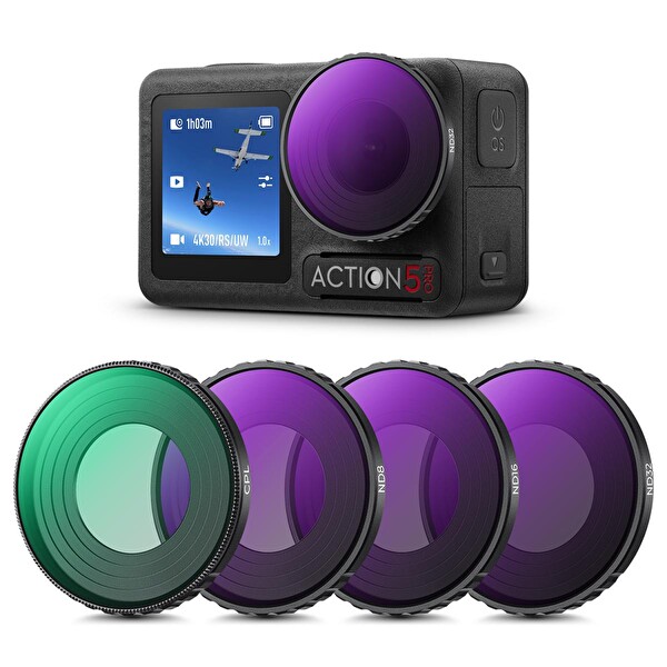 K&F Concept DJI Osmo Action 4-5 Pro uyumlu CPL - ND8 - ND16 - ND32 Filtre Seti