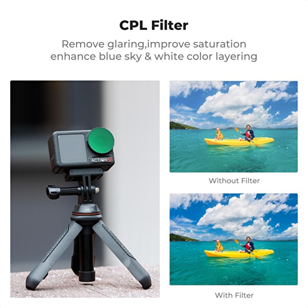 K&F Concept DJI Osmo Action 4-5 Pro uyumlu CPL - ND8 - ND16 - ND32 Filtre Seti