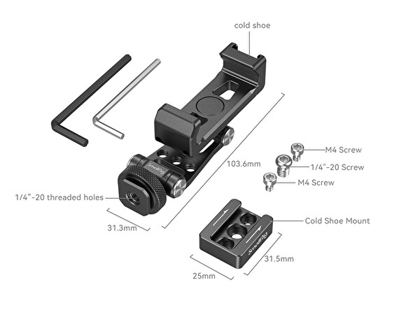 SmallRig 4301 DJI Gimballer için Telefon Tutucu RS 2- RS 3- RS 3 Mini- RS 3 Pro- RSC 2-Ronin SC- Ronin-S-RS 4- RS 4 Pro