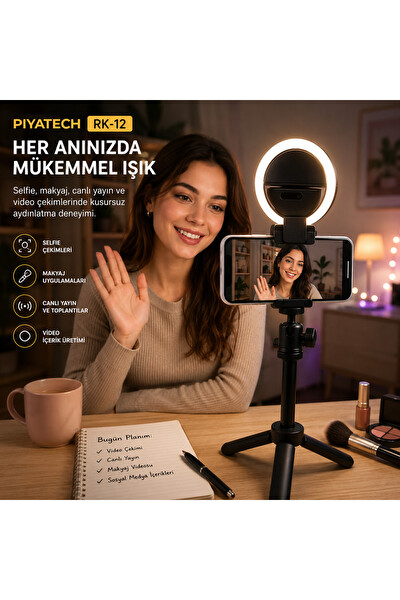 Piyatech RK-12 Taşınabilir Şarj Edilebilir Fotoğraf Işığı