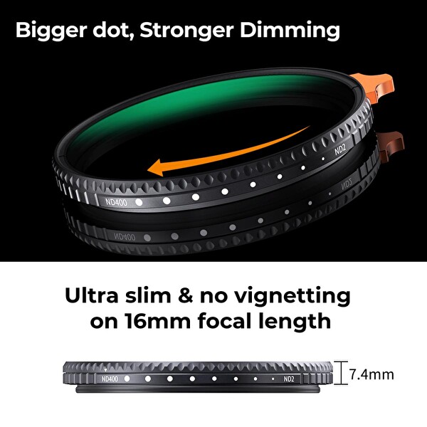 K&F Concept 52 MM Nano-X ND400 Değişken Lens Filtresi 1-9 Stop - Deri Çanta