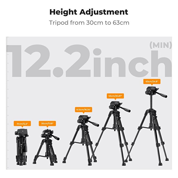 K&F Concept 63 CM Masaüstü Tripod Telefon Tablet ve Kamera Standı