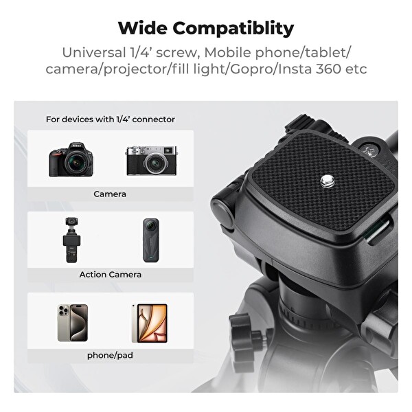 K&F Concept 63 CM Masaüstü Tripod Telefon Tablet ve Kamera Standı