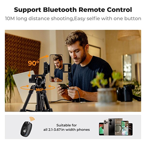 K&F Concept 63 CM Masaüstü Tripod Telefon Tablet ve Kamera Standı