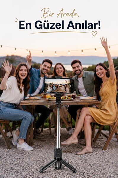 Torima Q21 Siyah Çok Amaçlı Entegre Tripodlu Uzaktan Kumandalı Selfie Çubuğu Tripod