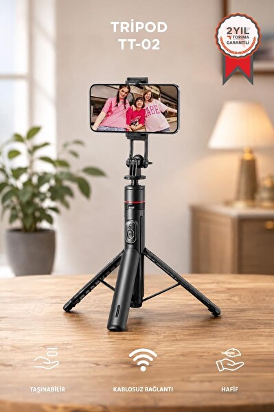 Torima TT02 Tripod Çok Amaçlı Mıknatıslı Kumandalı 1.75 CM Selfie Çubuğu Siyah