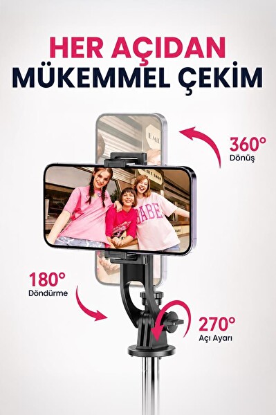Torima TT02 Tripod Çok Amaçlı Mıknatıslı Kumandalı 1.75 CM Selfie Çubuğu Siyah