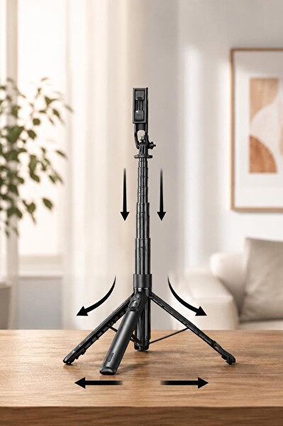 Torima TT02 Tripod Çok Amaçlı Mıknatıslı Kumandalı 1.75 CM Selfie Çubuğu Siyah