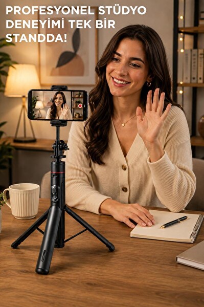 Torima TT02 Tripod Çok Amaçlı Mıknatıslı Kumandalı 1.75 CM Selfie Çubuğu Siyah