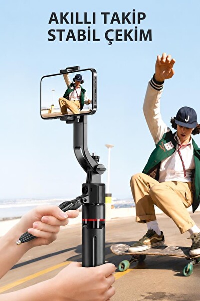 Torima TT07 Tripod 360 Yüz Takipli Akıllı Gimbal Çok Amaçlı Kumandalı 1.76 CM Selfie Çubuğu Siyah