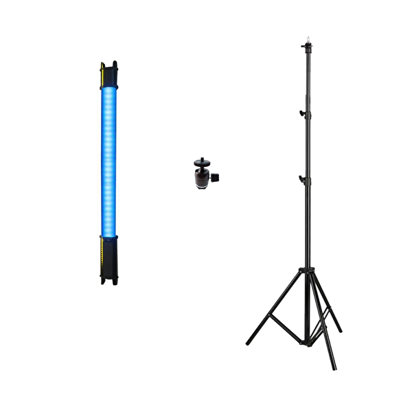 GDX TB-60 RGB 60 CM Tekli Tüp Işık Seti 260 CM Işık Ayağı - BALL-02 Ballhead Başlık