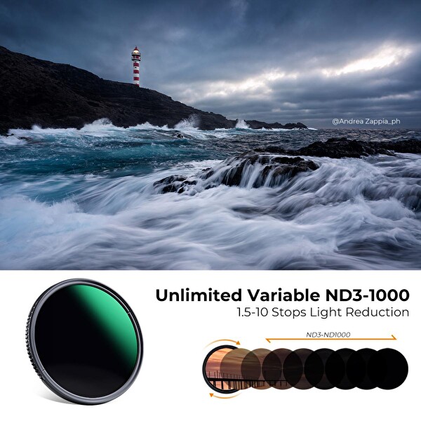 K&F Concept 58 MM ND3-ND1000 Değişken Nano-D ND Filtre Ultra İnce