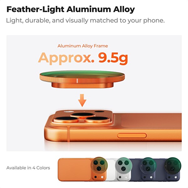 K&F CONCEPT iPhone 17 Pro Max - 17 Pro Uyumlu Geçmeli CPL Filtre - Nano-X Serisi