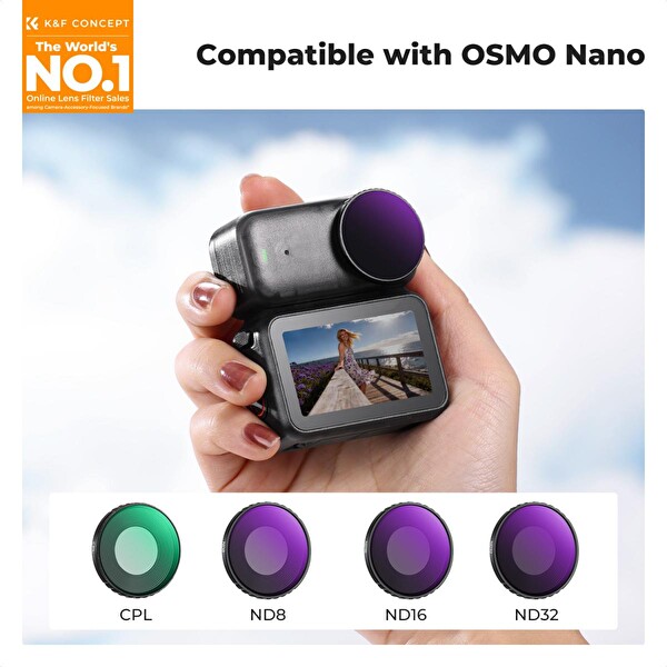 K&F Concept DJI Osmo Nano Uyumlu 4'lü Filtre Seti (ND8 ND16 ND32 CPL)