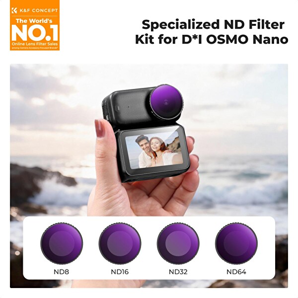 K&F Concept DJI Osmo Nano Uyumlu 4'lü ND Filtre Seti (ND8 ND16 ND32 ND64)