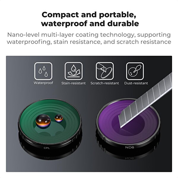 K&F Concept DJI Osmo Nano Uyumlu 4'lü ND Filtre Seti (ND8 ND16 ND32 ND64)