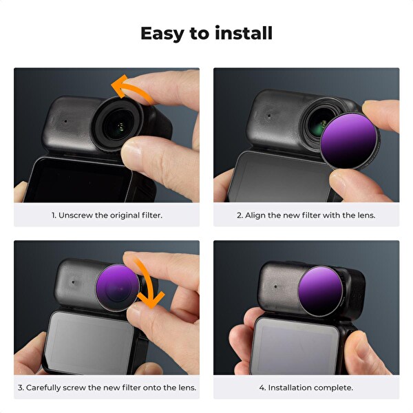 K&F Concept DJI Osmo Nano Uyumlu 4'lü ND Filtre Seti (ND8 ND16 ND32 ND64)