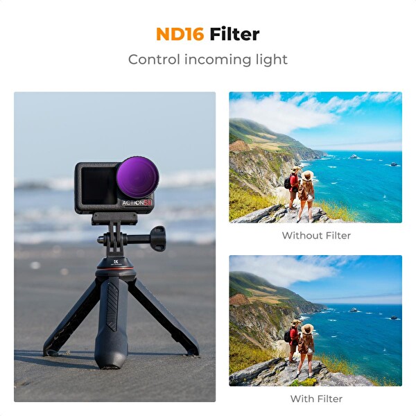 K&F Concept Osmo Action 3 4 5 Pro Uyumlu ND16 4 Stop Filtre