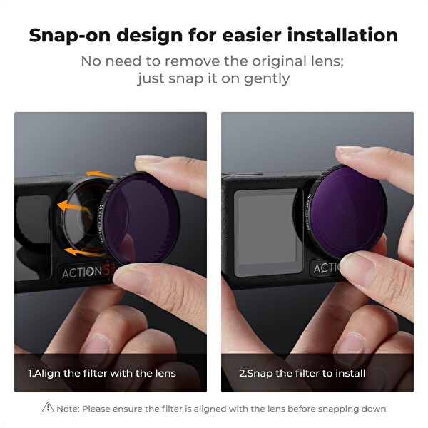 K&F Concept Osmo Action 3 4 5 Pro Uyumlu ND16 4 Stop Filtre