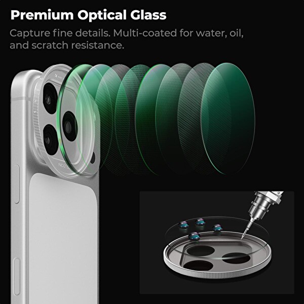 K&F Concept ND2-32 iPhone 17 Pro - Pro Max Uyumlu Ayarlanabilir Filtre Gümüş