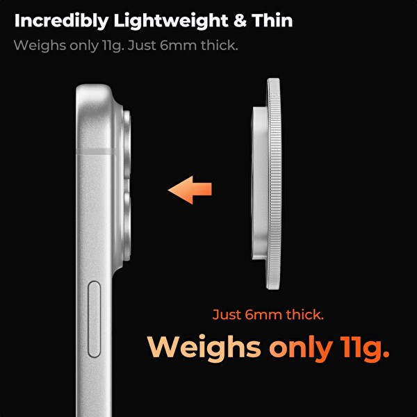 K&F Concept ND2-32 iPhone 17 Pro - Pro Max Uyumlu Ayarlanabilir Filtre Gümüş