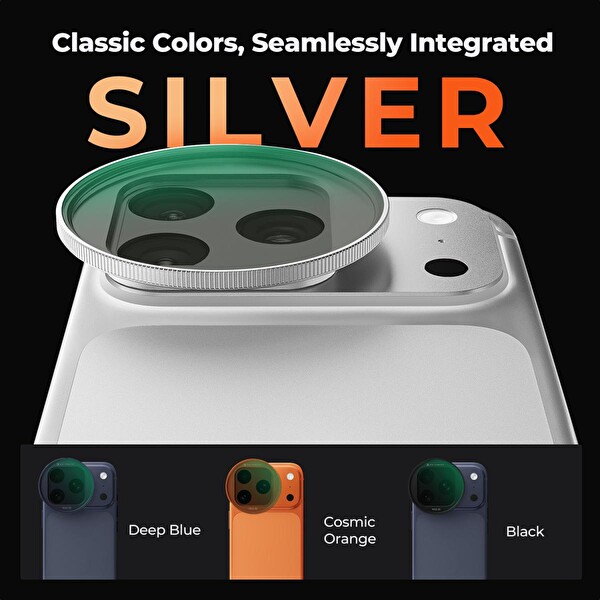 K&F Concept ND2-32 iPhone 17 Pro - Pro Max Uyumlu Ayarlanabilir Filtre Gümüş
