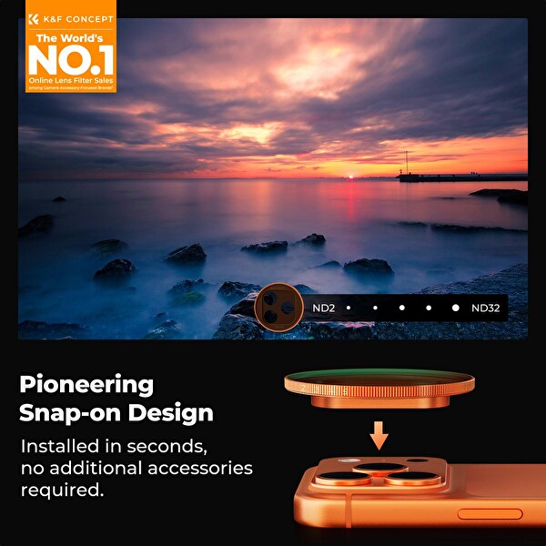 K&F Concept ND2-32 iPhone 17 Pro - Pro Max Uyumlu 28 Katmanlı Nano-X Optik Lens Filtresi
