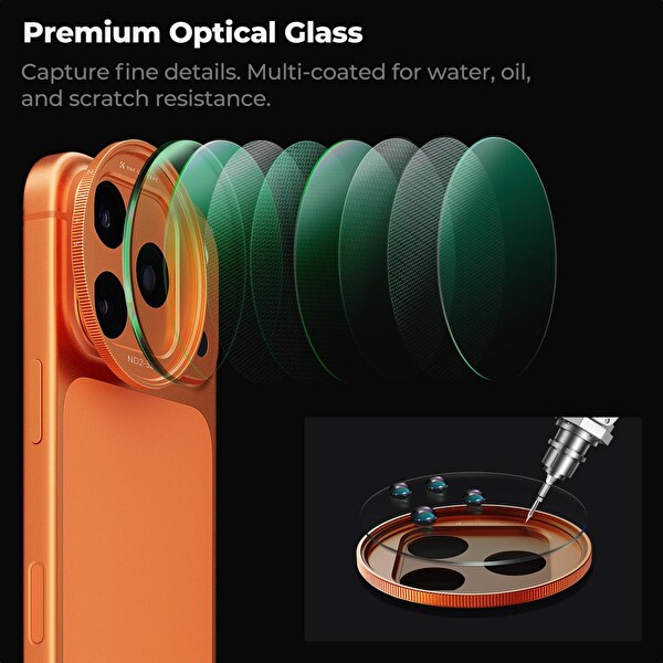 K&F Concept ND2-32 iPhone 17 Pro - Pro Max Uyumlu 28 Katmanlı Nano-X Optik Lens Filtresi