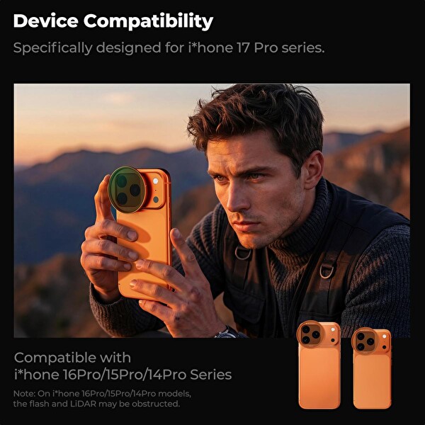 K&F Concept ND2-32 iPhone 17 Pro - Pro Max Uyumlu 28 Katmanlı Nano-X Optik Lens Filtresi