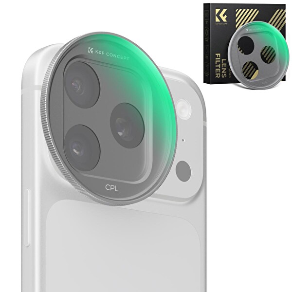 K&F Concept Nano-X Serisi Optikten iPhone 17 Pro Max - 17 Pro Uyumlu Geçmeli CPL Lens Filtresi